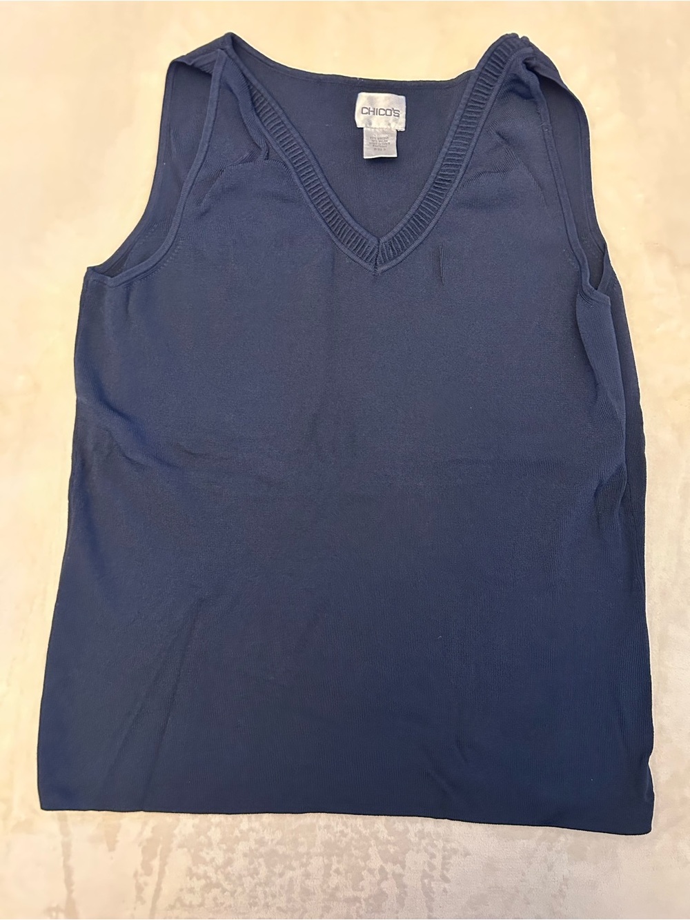 Chico's Dark Navy V-Neck Knit Shell